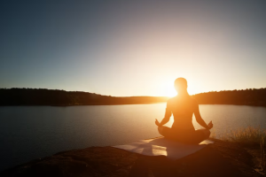 An example of alternative therapies is yoga. Pictured above is a person doing yoga